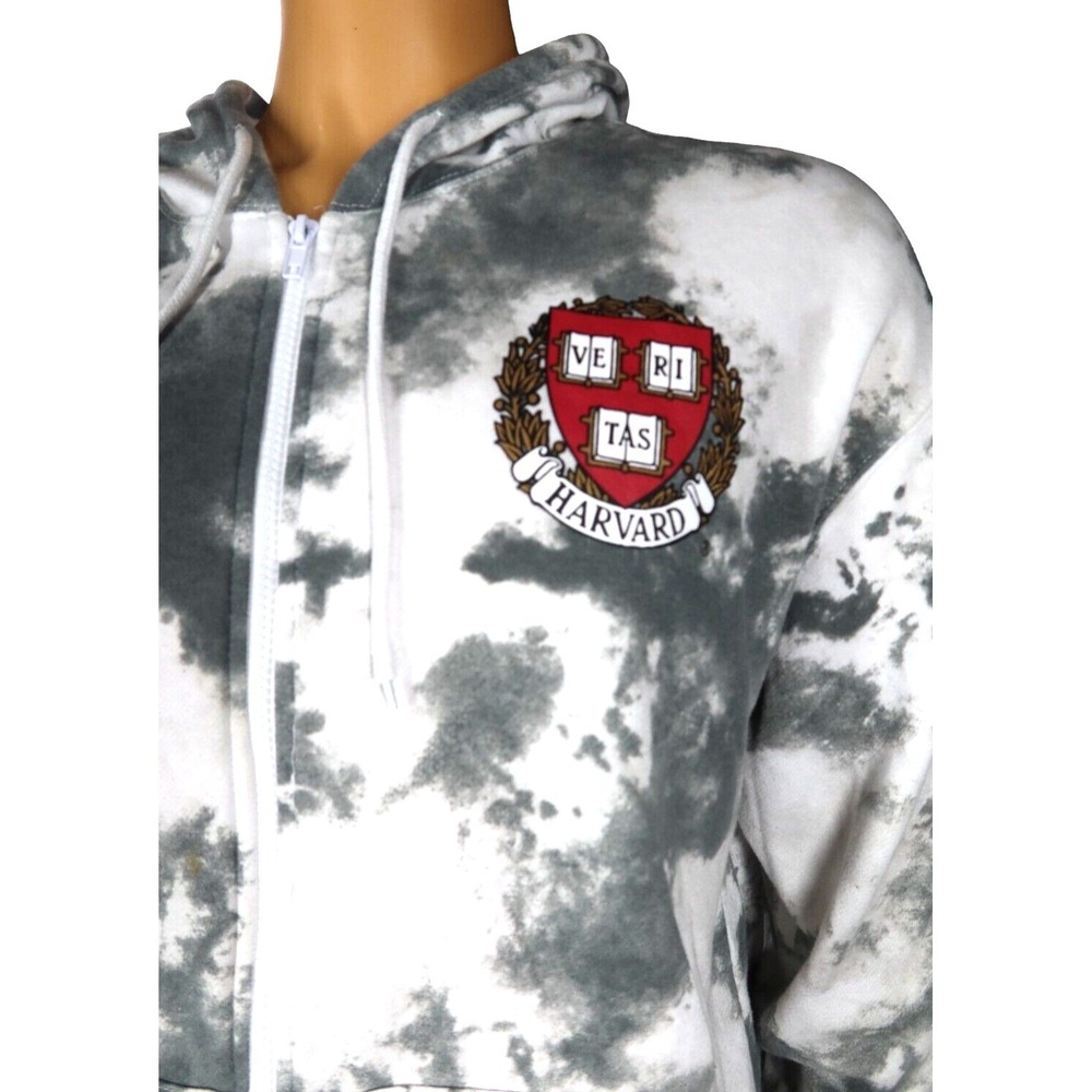 Women's Harvard University VE RI TAS Gray Tye Dyed Zip Hoodie Sweatshirt Sz L - Picture 4 of 6